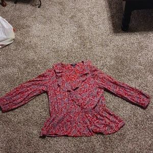 Chaps Large Red Ruffled Top